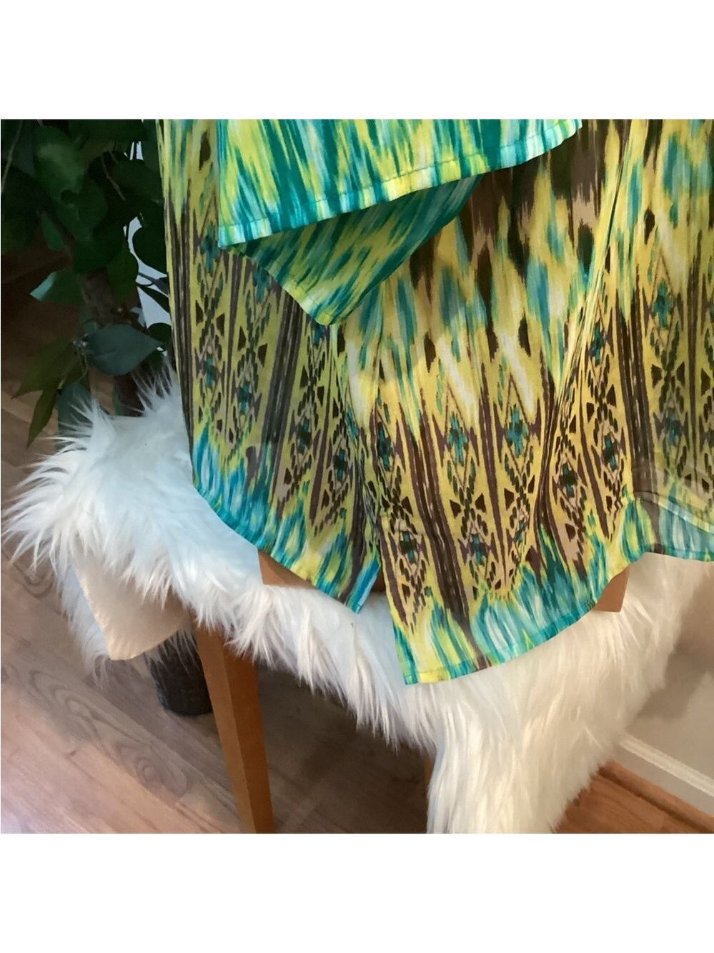 Kim Rogers Woman Multicolor Ikat Print semi sheer kimono 3X - Picture 10 of 11